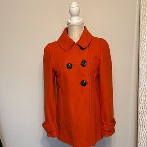 Women's Orange Double-Breasted Coat